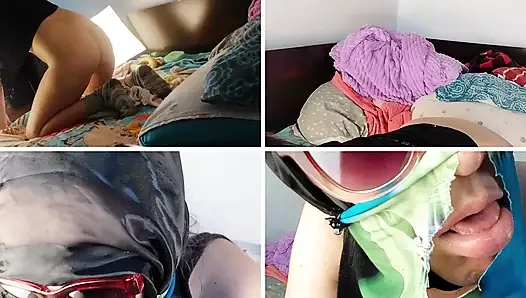 Amateur wife breakfast in the bedroom. Amateur wife doing naked chores around the house.