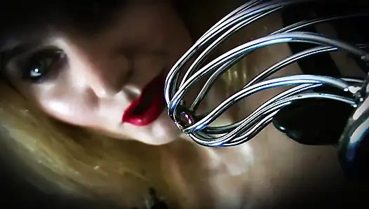 Kadın egemenliği lateks eldivenler