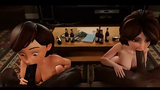 Teyze Cass ve Helen büyük zenci aşk gecesi (hentai parodisi)