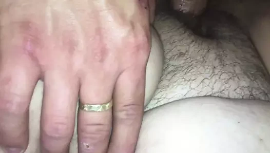 Yakın çekim seks ile şişman eş &amp; boşalmak üzerinde tüylü kedi