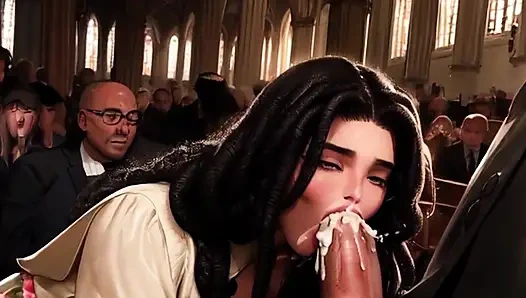 Seksi kadın kilisede sikimle oynamaya devam ediyor....