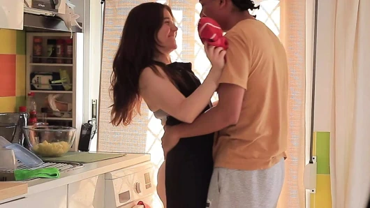 Harassing my girlfriend while she cooks.