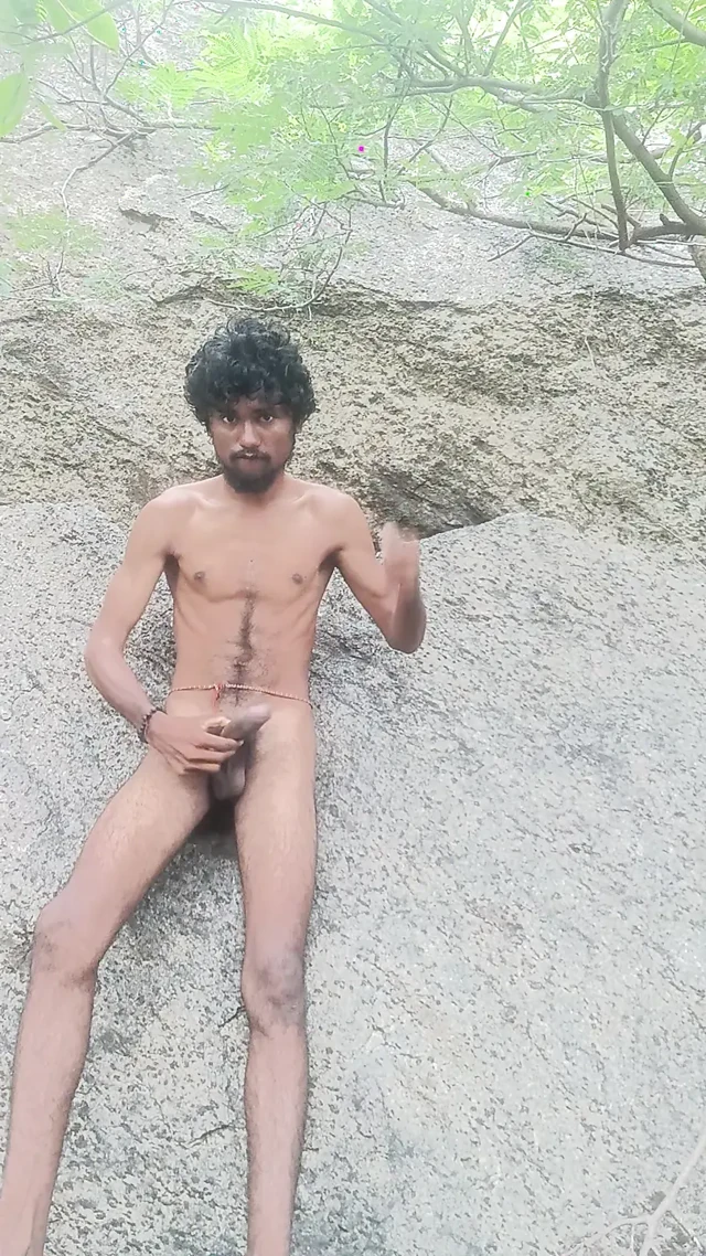 Hot boy masterbating in forest morning