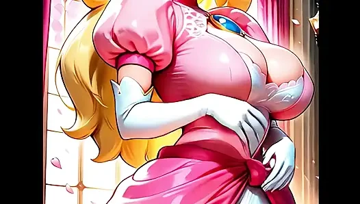 (yapay zeka oluşturuldu) Peach, Rosalina, Boo, Bowsette, Pauline ve Daisy'nin derlemesi