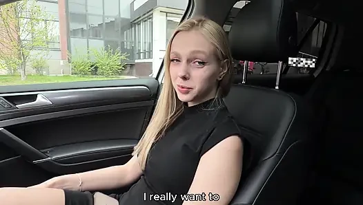 DINNER AT THE RESTAURANT ENDED WITH ROUGH SEX - SHE CRAWLED INTO MY PANTS HERSELF!! - A BLONDE WITH BIG TITS SWALLOWS MY COCK