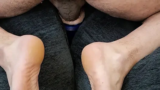 Playing with my Flesh light while sitting on a chair