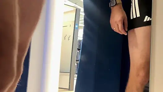 BeENJoY - 2nd very risky video in the booth- grabs twice while jerking off and I open the curtain 3 times completely naked