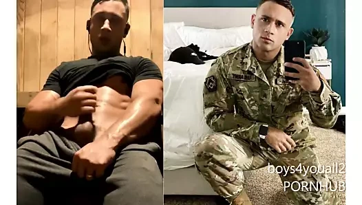 Askeri kas damızlık onun yüzüne yükleri squirts!