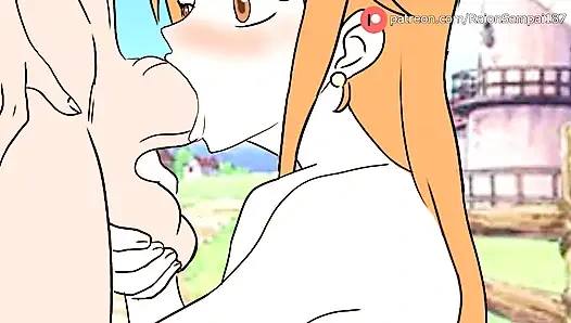 Nami verschlingt Nico Robins Schwanz