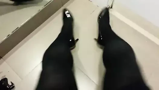 külotlu çorap teaser 16 ile siyah patent pompaları