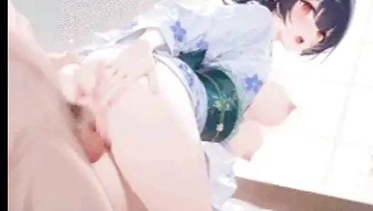 Asian Lady in Traditional Kimono Takes Big Cock - AI Generate