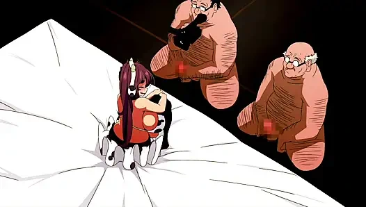 Bir kovboy kız iki yaşlı adama karşı! Shiawase Nara Niku Wo Morou! (Hentai pornosu, hentai tüm seks sahneleri)