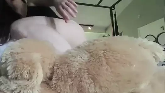 Doldurulmuş bir oyuncağın üzerinde ıslak osuruklar