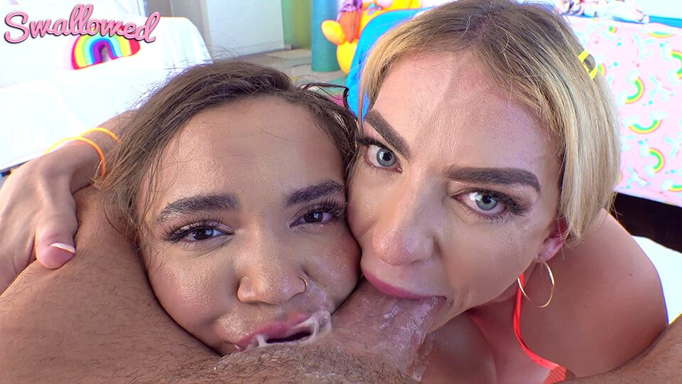Swallowed Graycee ve Naudi yaramaz sakso çekiyor