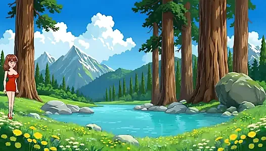 22-year-old Sabina fucked a big cock in the village man in the pond and dropped the water of the penis. Black thick cock.