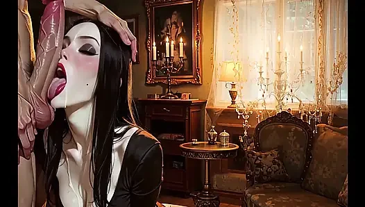 Japon emo orta yaşlı seksi kadın büyük bir yarağı emiyor ve sikiyor