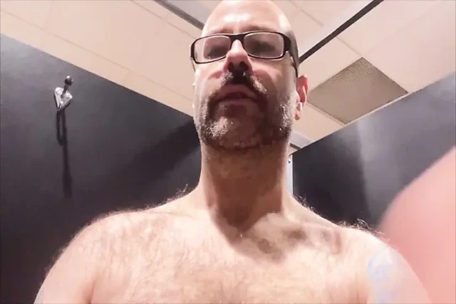 Handsome hairy hung shower bator horny at the gym needed to edge and sperm for my guys