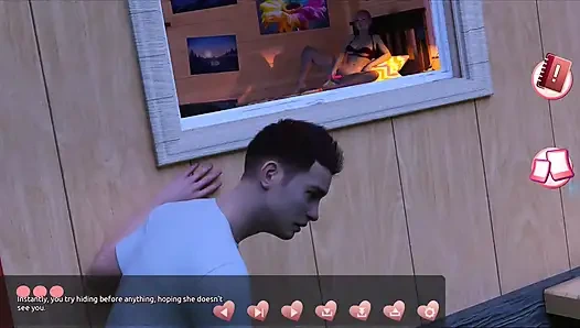 Helping the hotties #3 - Johannes took a sneak peak to see what the girl in the cabin is up to.