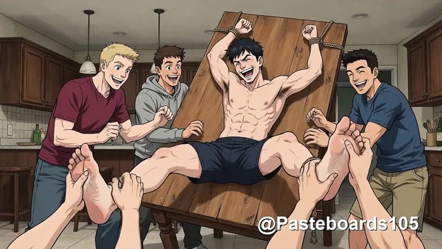 Frat House Initiation - Adaylar Bağlanıp Tüm Ev Tarafından Gıdıklanıyor (2D Anime)