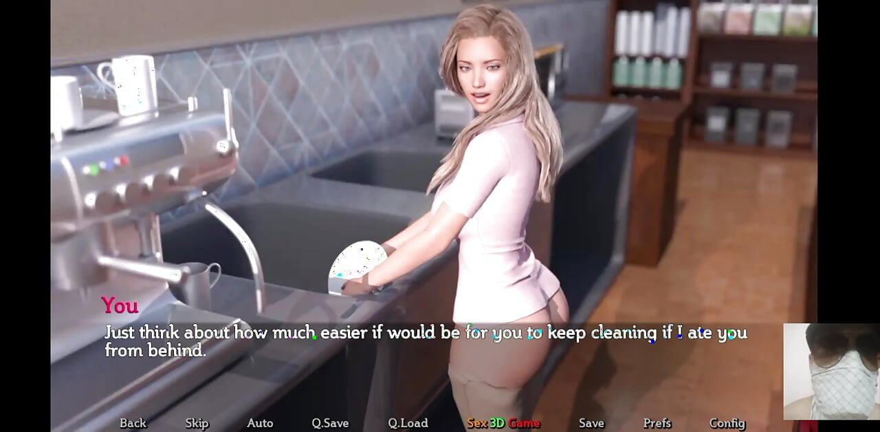 Blonde girl shows me her ass while working in the shop!