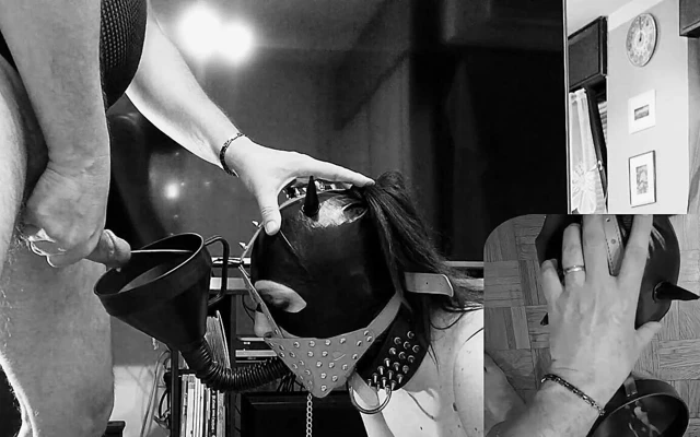 Cadılar bayramında korkunç boşalma ve köle sürtük ağzına huni ağzına işiyor