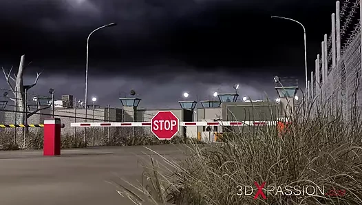 3 boyutlu seksi yaraklı kız bilim kurgu laboratuvarında ateşli genç sarışınla sert sikişiyor