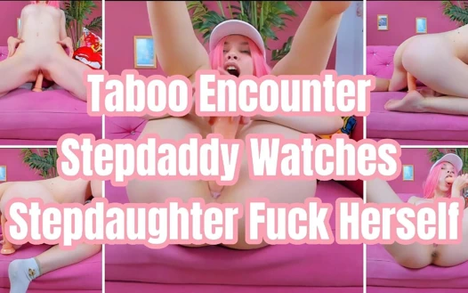 Tabu karşılaşması: üvey baba üvey kızının kendini sikişirken izliyor