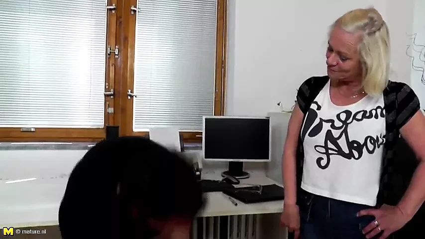 Old granny punishes and fucks her young pupil boy