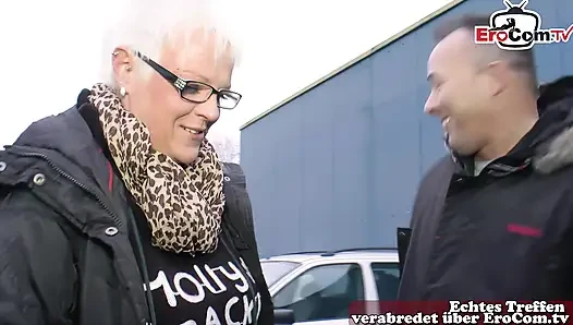German granny persuaded to have sex on the street