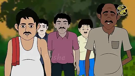 Hintli köylü kadın açık havada gösterinin tadını çıkarıyor ve Hintli kırmızı sari çıkarma yengenin tadını çıkarıyor