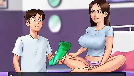 Yaz mevsimi efsanesi: üvey erkek kardeş üvey kız kardeşine büyük bir dildo veriyor, kız çıldırdı bölüm 74