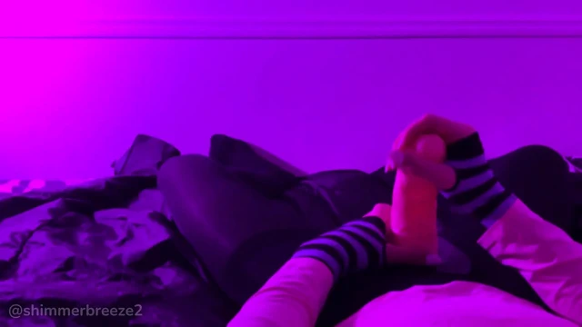 Strap-on stroke session with a big dildo