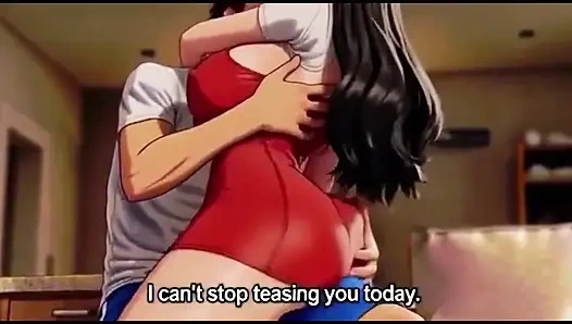 Seksi üvey anne genç üvey oğlunu büyük göğüsleri ve götüyle baştan çıkarıyor