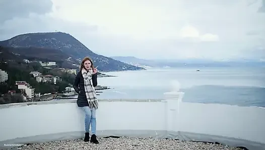 Kıyı dumanı anı sessiz meltem manzaralı