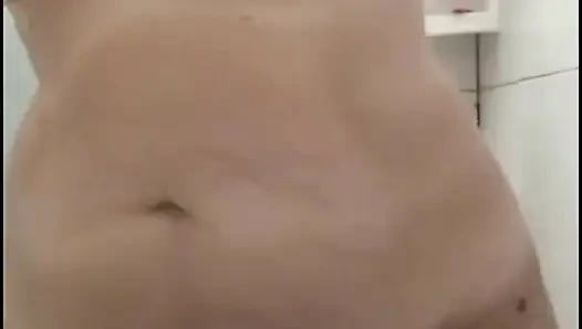 My stepmom taking a shower after fucking, to get the cum out of her.