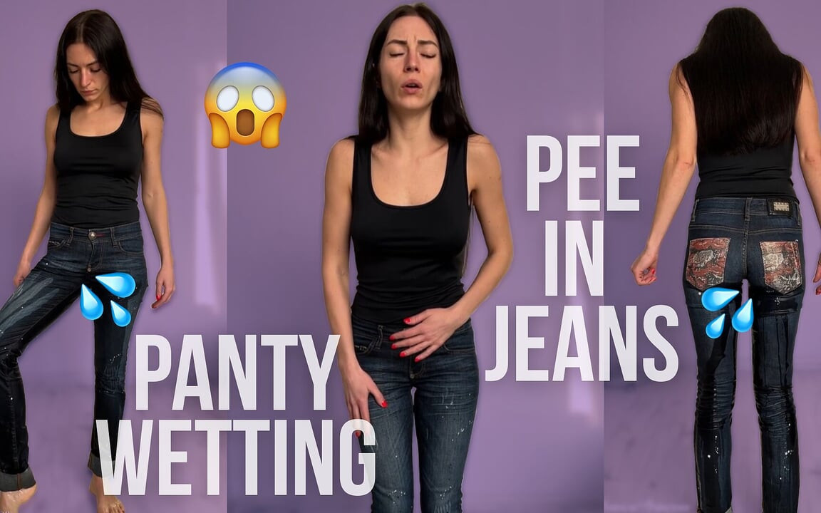 Pee in Jeans Standing up by Accident, Panty Wetting