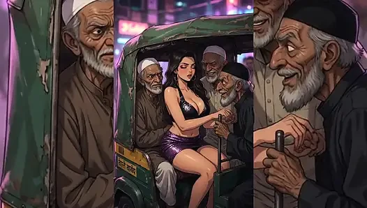 Hintli orta yaşlı seksi kadınlar ve yenge pis müslüman erkekler tarafından tamamen domine ediliyor - halka açık gruplama ve yolsuzluk