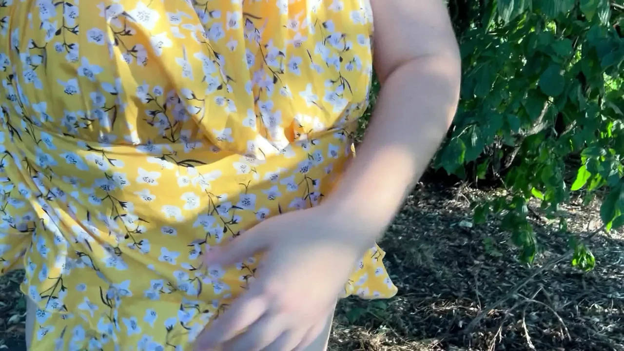 Pregnant MILF Milky Mari showing her lactating boobs and hairy pussy outdoor in close-up