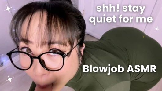 Seksi Asyalı kütüphaneci sikini emerek seni susturuyor -asmr sakso