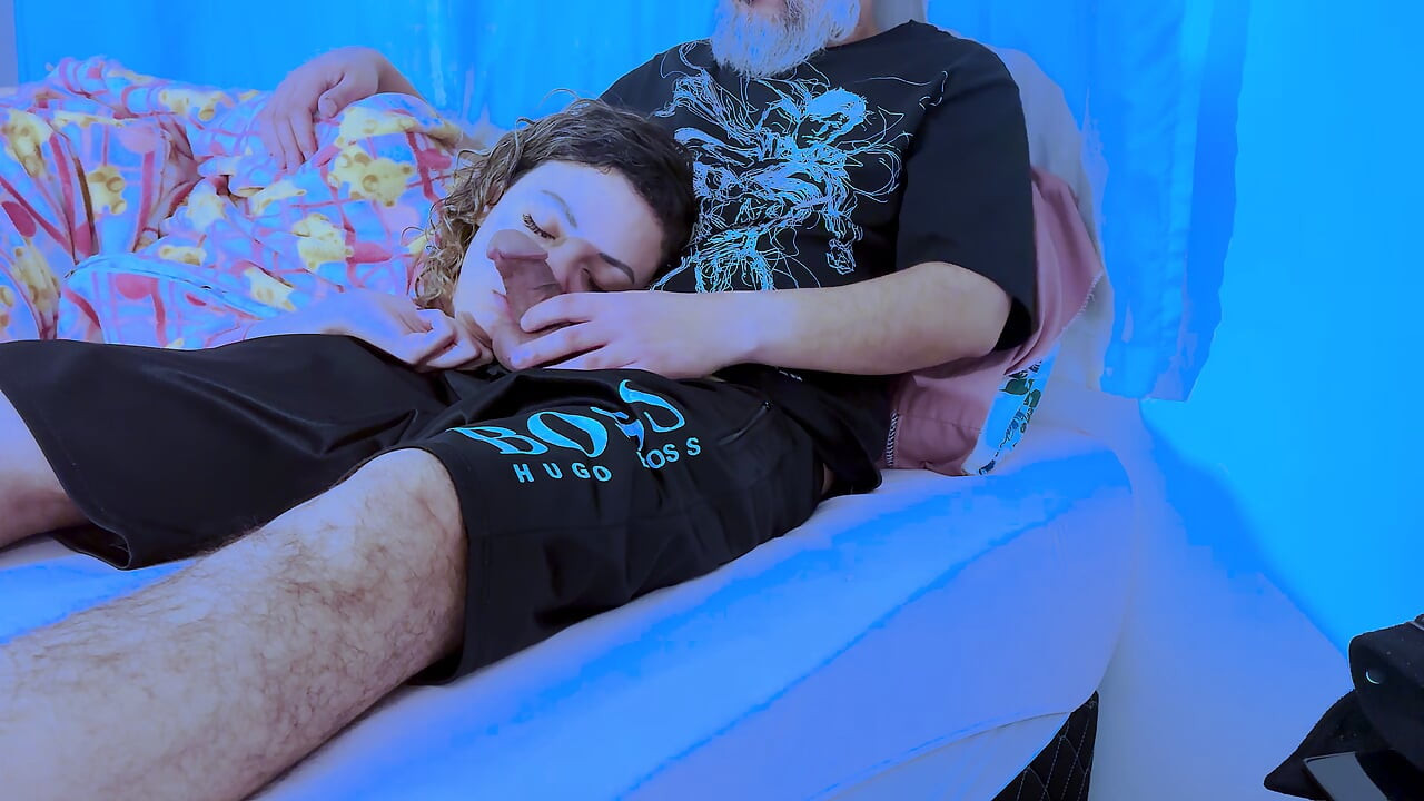 Stepdaughter ends up giving a blowjob until her mouth is full of cum.