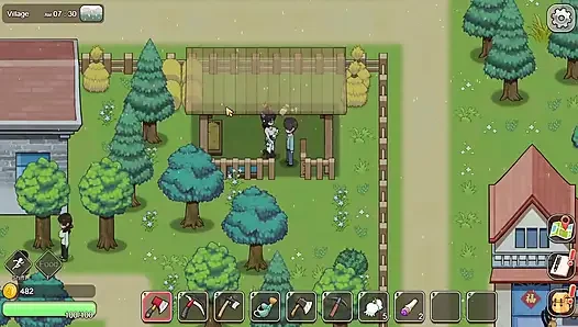 Village Rhapsody - inek bir kızın edepsiz büyük göğüslerini sağıyor