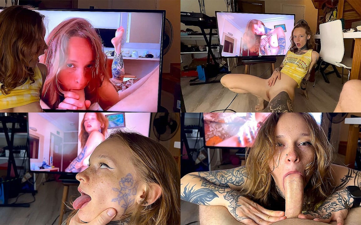 Ginger minyon 18 yaşındaki porno modeli hayranına sakso çekiyor ve gırtlağına kadar alıyor