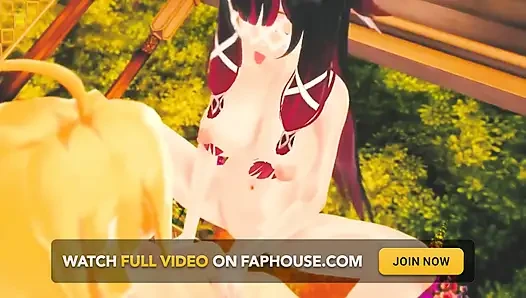 Genshin impact - columbina aether ile sert seks sahnesi - 3d hentai animasyon