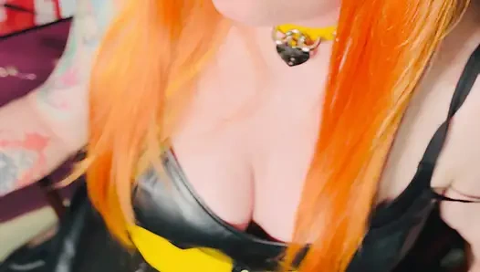 Hot Ginger Beauty, Tina Snua, Smoking A Cigarette In A Leather Dress - Snap Inhales OMI OME Drifting Cough