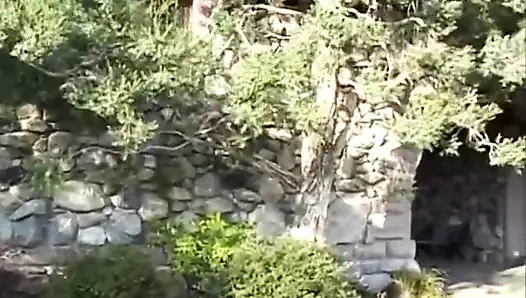 Dövmeli minyon kale bahçesinde sikişiyor