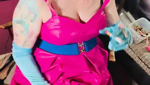 It's A Sin! Tina Snua In Leather & Satin Gloves Smokes A Cork Cigarette - OMI OME Snap Inhales Drifting Smoke Smoker