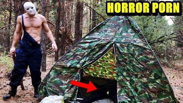 Maskeli kötü adam ormanda yorgun traveler sikikleri korku porno