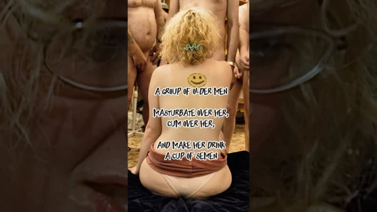 Solgun genç kız yaşlı erkekler tarafından kullanılıyor ve döllerini içiyor