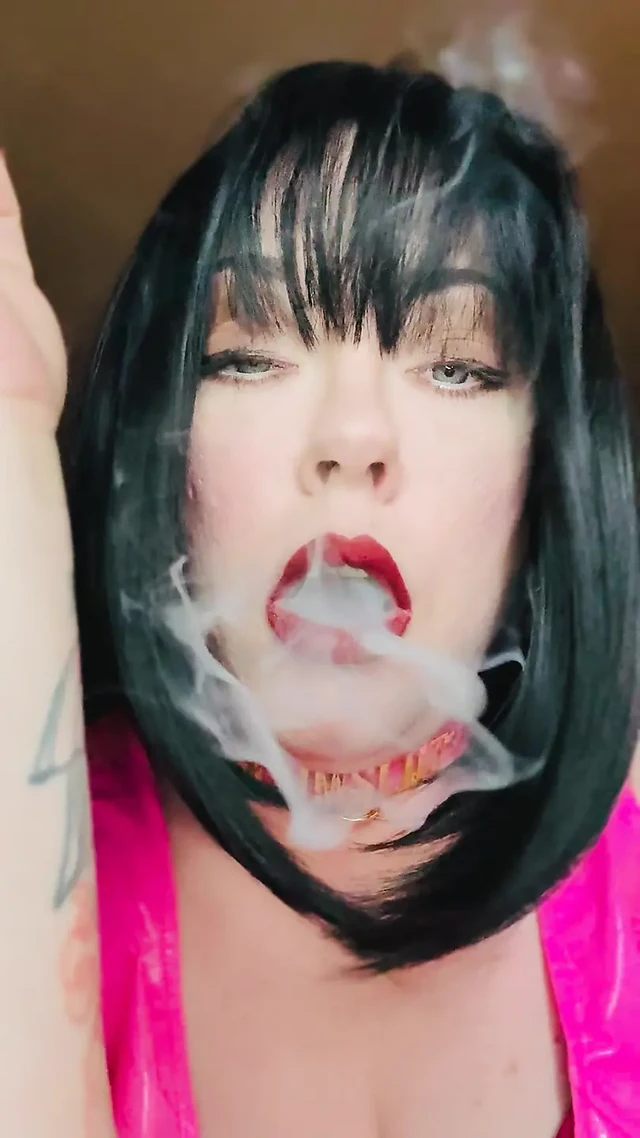 Pink PVC & A New Collar! BBW Tina Snua Smokes A Winston Cork 10 Cigarette - Smoking Smoker Shiny