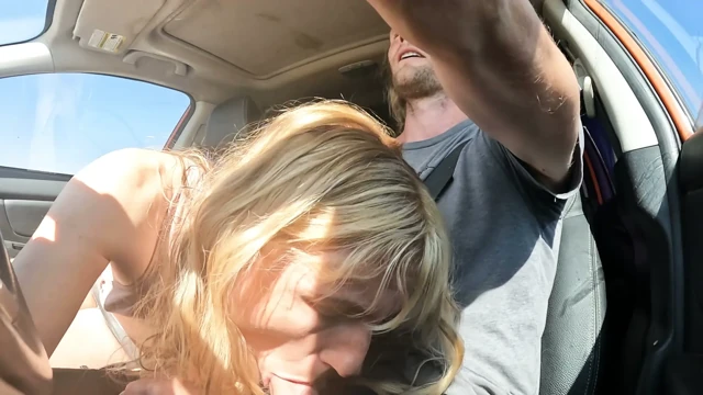 Petite Blonde Sucks Dick In The Car and Swallows Cum